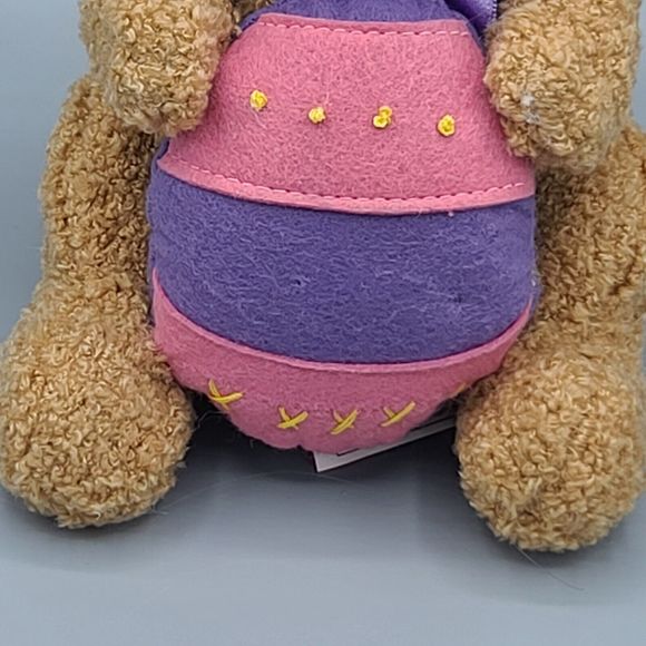 American Greetings Plush Tan Cream Bunny Rabbit Purple Pink Egg 8 Inch - Picture 6 of 15